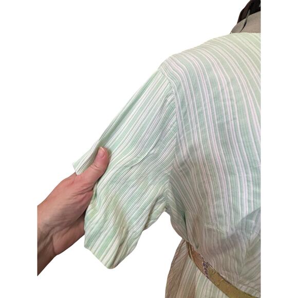 1950s Vintage Mint Green Textured Stripe Dress Restored & Ready Soft Minimalist - Picture 5 of 7